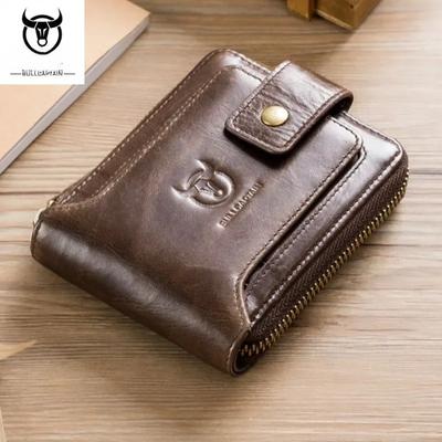 New Men's Wallet Short 100% Genuine Leather Coin Purse Multi Slot Anti-theft Wallet Luxurious Thickened Wallets