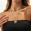 Sparkling Heart-Shaped  Inlaid Pendant Necklace Winter Sweater Chain For Women Banquets Party Jewelry Gifts