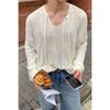 Koreanischer Stil V-Ausschnitt Langarm Strickpullover Für Männer Locker Faul Mode