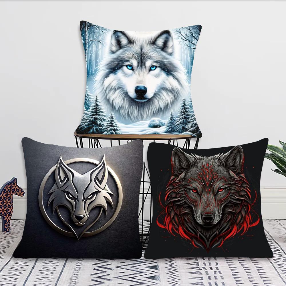 1pc Animal Wolf Pillow Case Square Bedroom Sofa Leisure Comfort Cushion Car Living Room Home Decoration
