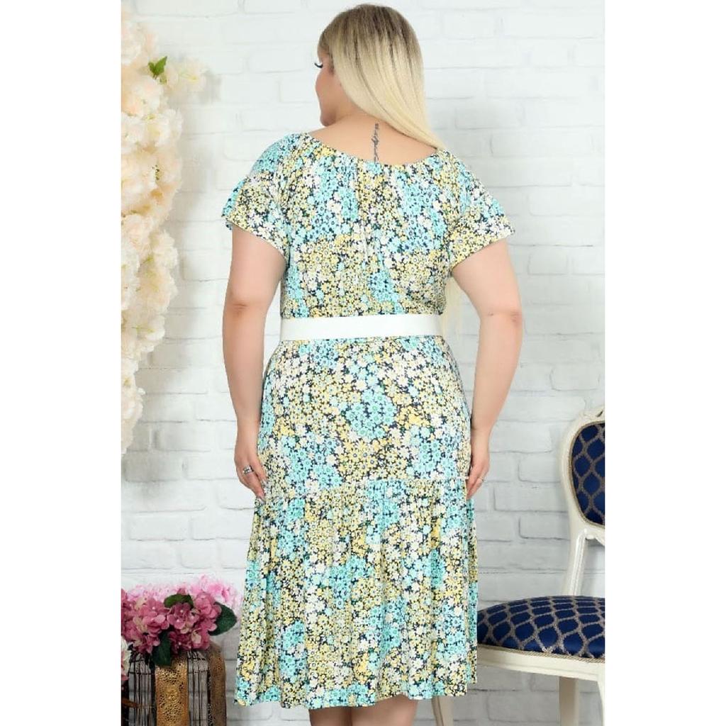 Madonna Neckline Flower Short Sleeve Arches With Casual Design Dress