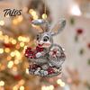 Easter Party Hanging Decor Bunny Acrylic Pendant, Cute Rabbit with Basket, 2D Car Keychain Ornament Rearview Mirror Ornament, Bag Accessory,