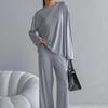 European & American Women's Knit Pajama Set: 2025 Autumn/Winter Loose Round Neck Long Sleeve Top & Pants
