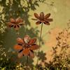 Yousheng Rustic Flower Ground Stake, Vintage Metal Garden Art, Weather-Resistant Rusted Iron Yard Decor for Lawn Pathway Patio and Planters