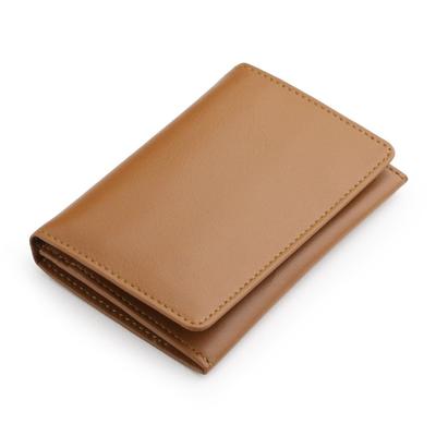 Made In Japan Genuine Leather Pass Case Commuter Holder Camel [Abies]