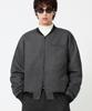 Trillion Pin Stripe Officer Crop Bomber Jacket_Gray