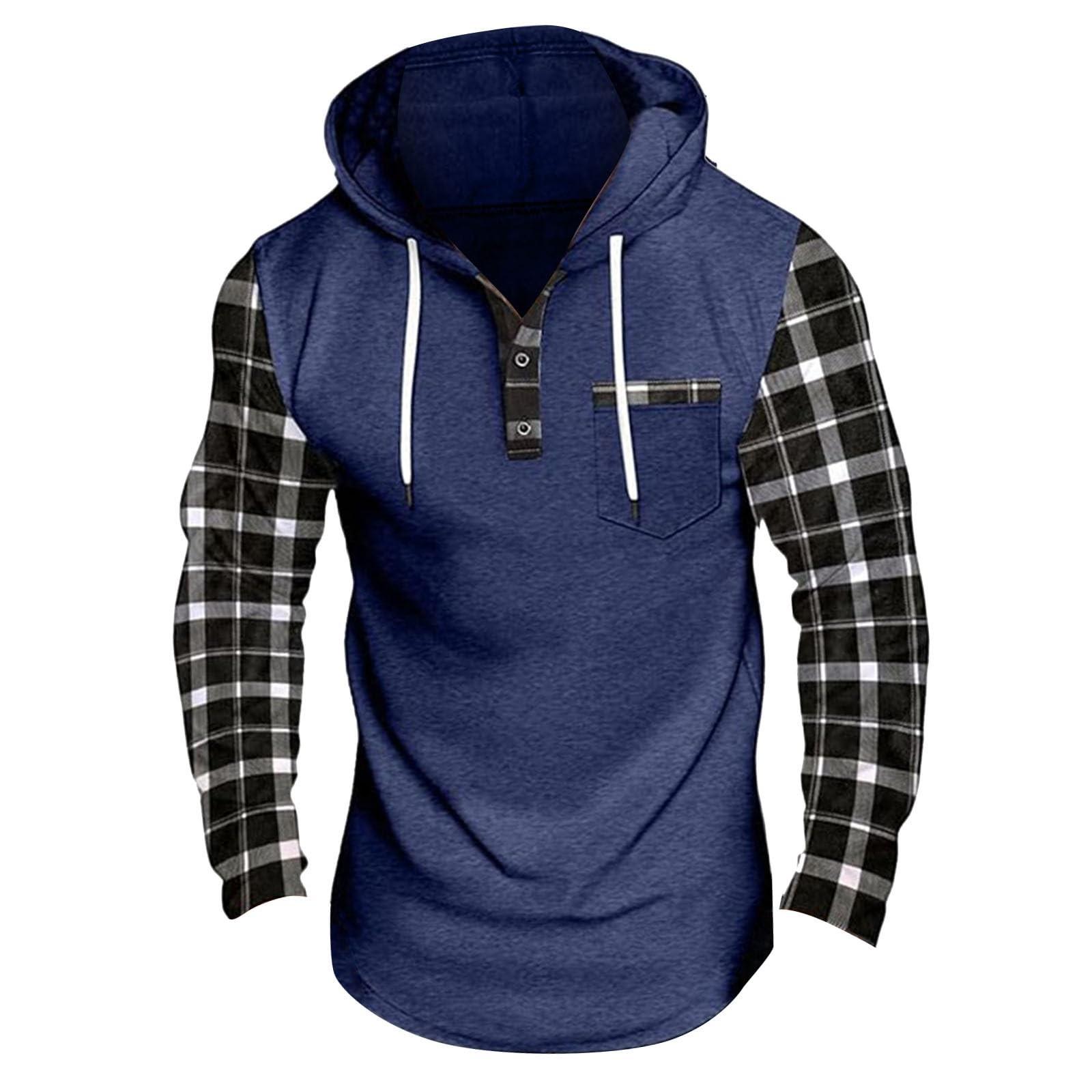

Мужская толстовка с капюшоном, цветная, в клетку XXL тёмно-синий