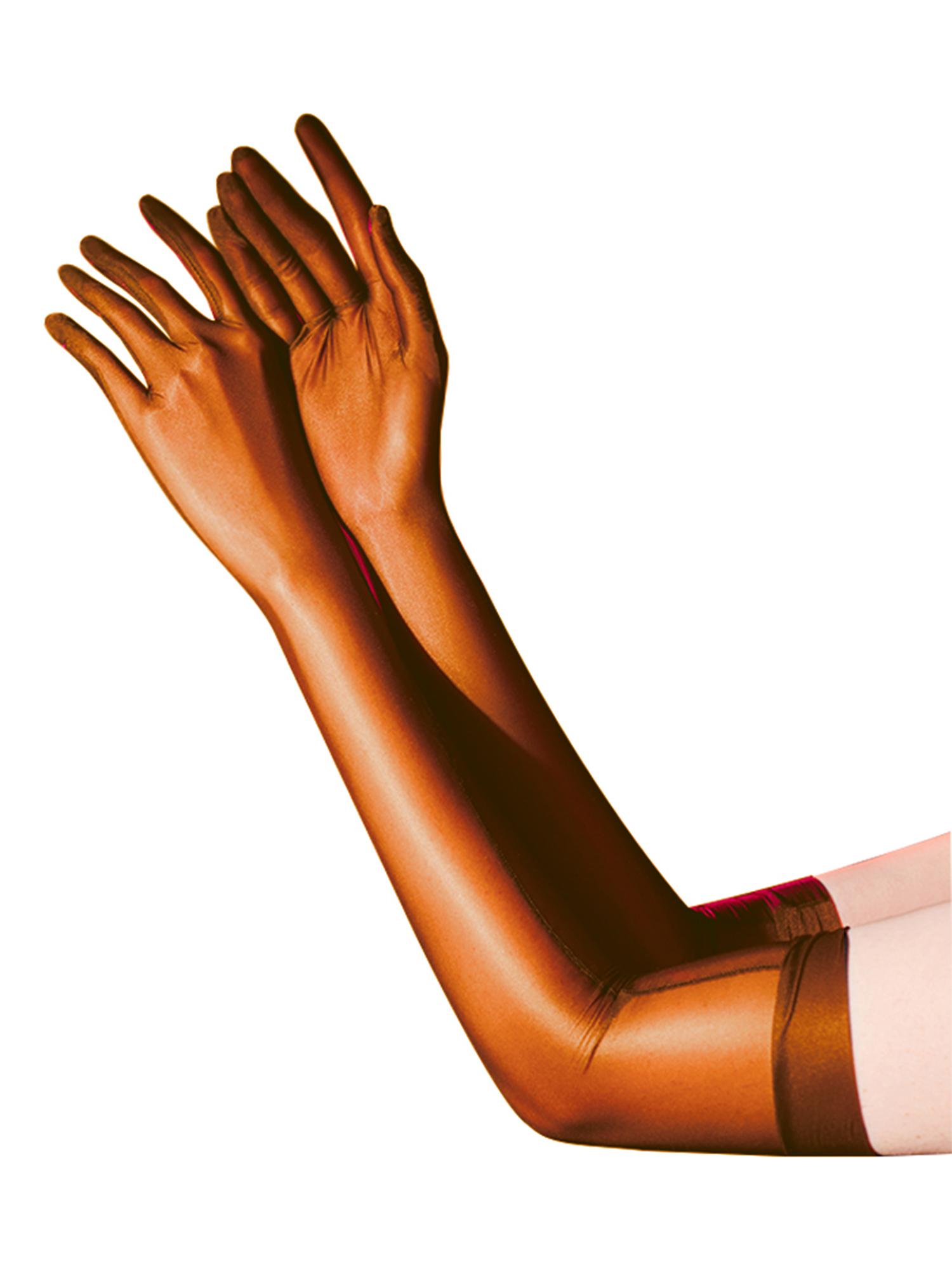 

1 пара глянцевих шовкових рукавичок Еластичні рукавички понад лікоть Ультратонкі рукавички Вечірні костюми Аксесуари кавовий