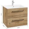 Bathroom Cabinet with Washbasin 60 Cm, Hanging, Craft Oak, Soft-close Pinia