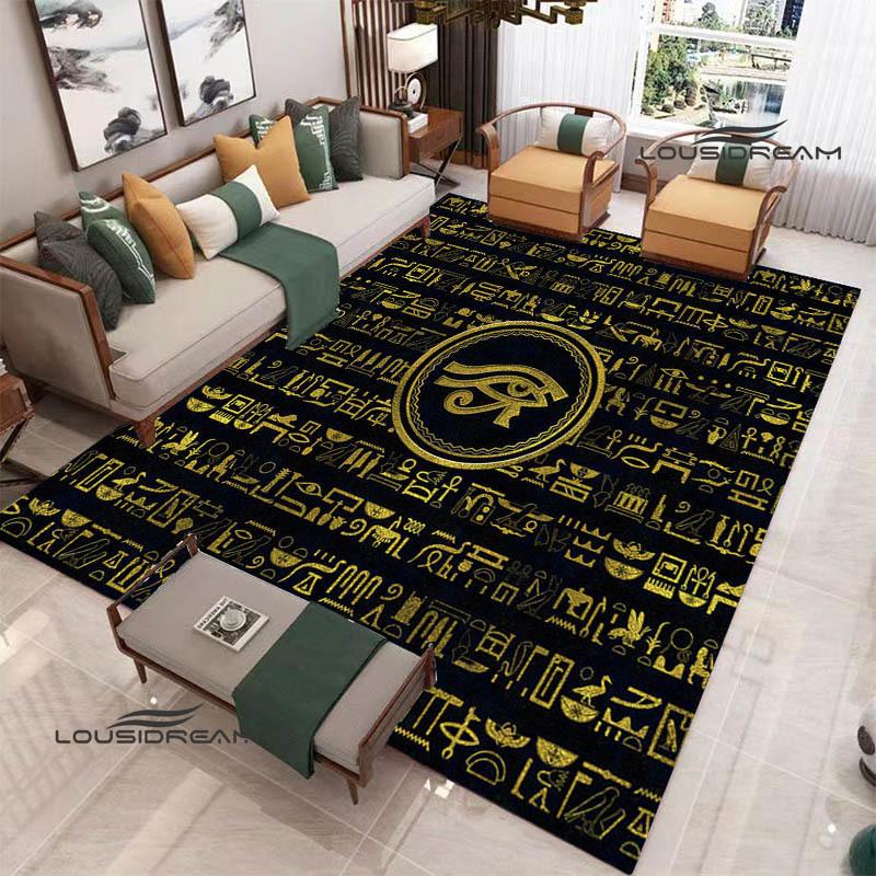 Kober s potiskem egyptských piktogramů Protiskluzový koberec koberce do obývacího pokoje předložka do předsíně dekorace do ložnice dárek k narozeninám