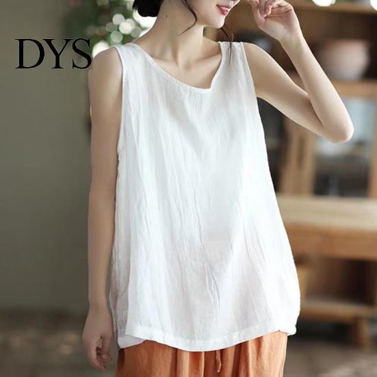 Women Solid Color Vest Round Neck Sleeveless Tank Tops Versatile Top For Loose Fit Thin Sport Streetwear