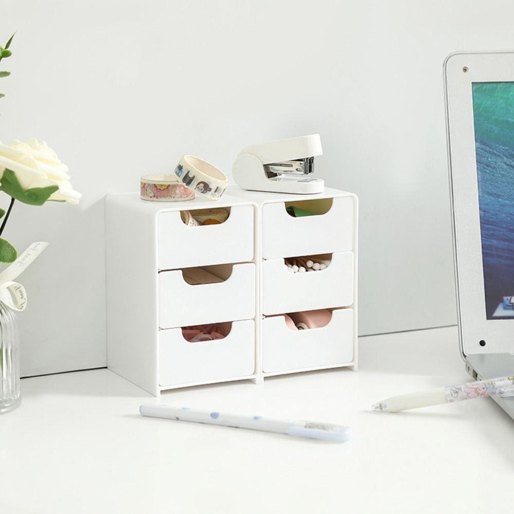 Kosmetický organizér ve stylu zásuvky 3patrová šperkovnice pro kancelářské potřeby šperky kosmetika úložný prostor