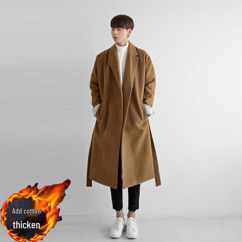 Men's Woolen Mid-Length Trench Coat with Cotton Padding – 2025 Autumn/Winter Style
