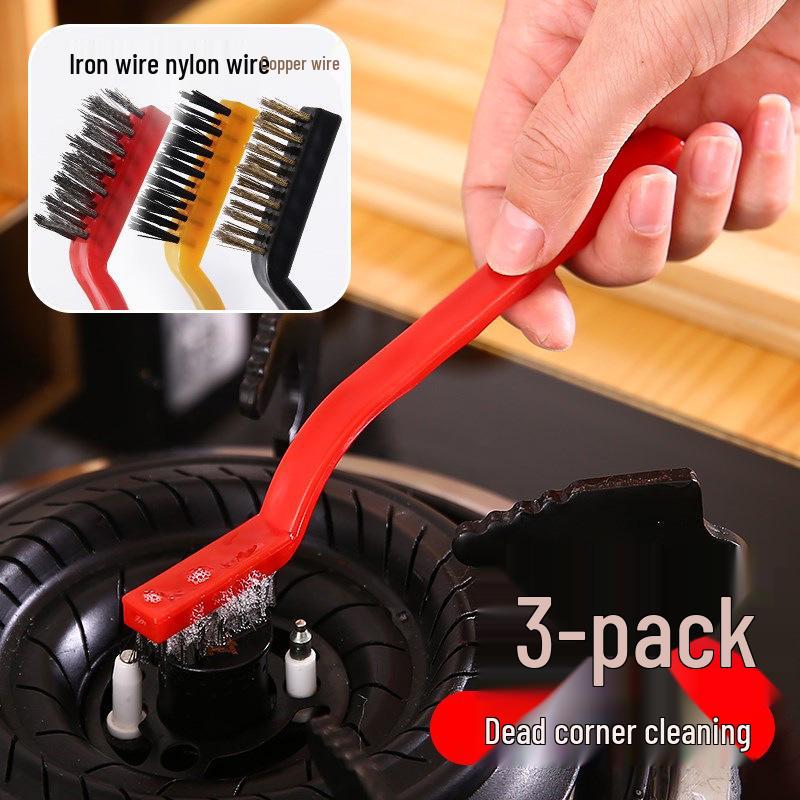 Japanese Stove Cleaning Brush Set: 3-Piece Steel Wire Brushes for Rust Removal and Polishing