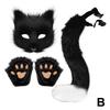 Fox Costume Set Cosplay Halloween Costume Plush Masque Fluffy Paw Gloves Halloween Party Accessories Faux Fur Fox Tail Set