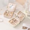 Korean Style Travel Jewelry Box with Mirror for Earrings and Rings
