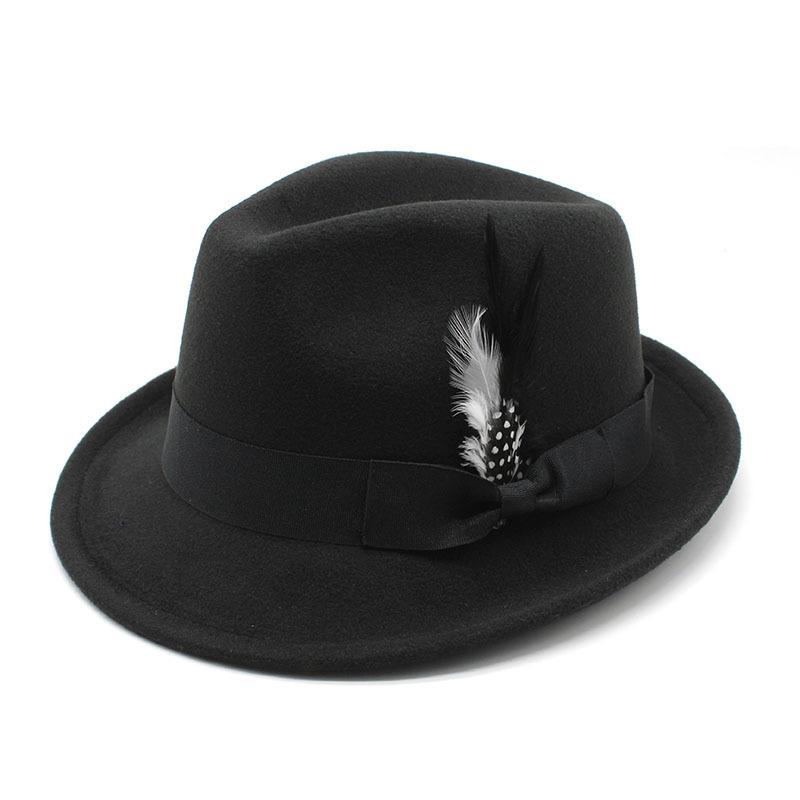 Cross-Border Amazon New Men'S Top Hat Feather Felt Hat Men'S Jazz Hat European And American High-End Hat Women