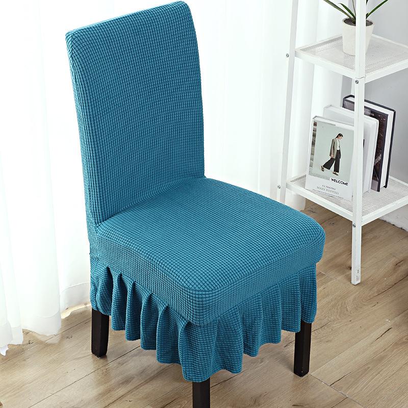 Thickened Corn Velvet Chair Cover Dining Chair Cover Simple Hotel New Skirt Seat Cover Knitted Chair Cover Joint