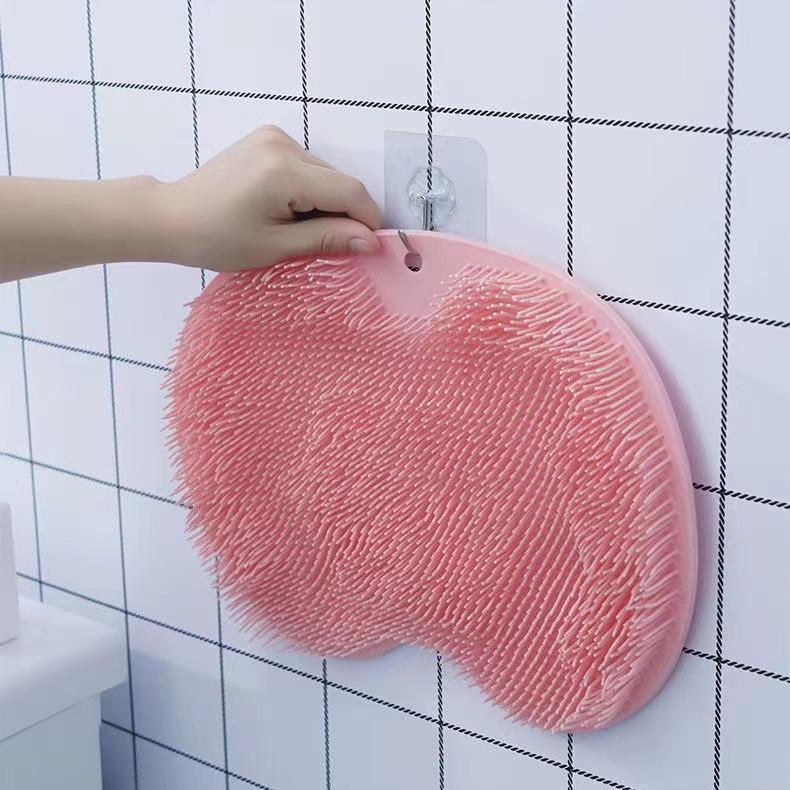 Lazy Back & Foot Scrubber: Non-Slip Suction, Silicone Massage Pad for Shower