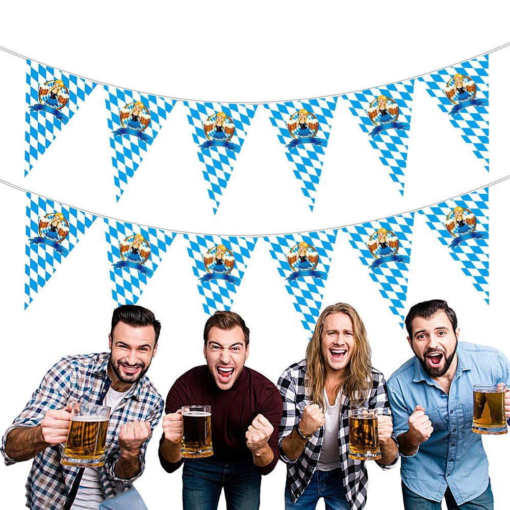Decorazioni Oktoberfest Stendardo Bandiera Bavarese da 8 Metri Forniture Festa della Birra Ghirlanda Striscione per Giardino Bar Casa Tende Esterno