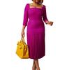 Women Spring Autumn Fashion Sexy Square Collar Dress Ladies One Piece Solid Long Sleeves Pleated Sheath Dress