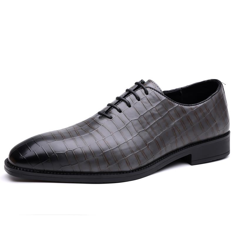 Designer New Men's Pointed Toe Lace Up Wedding Oxford Shoes Male Alligator Pattern Formal Dress Footwear Zapatos Hombre