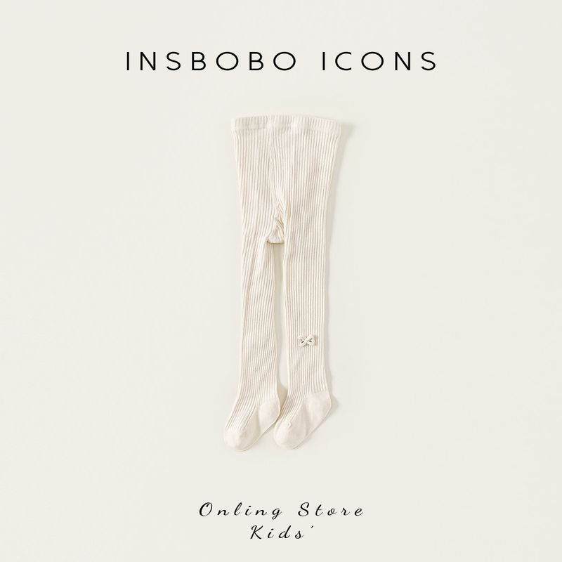 Insbobo Girls  Socks 2026 Spring New Children s Tights Spring and Autumn Baby Solid Color Bow Children s Socks S Socks Size: 11-13cm Cotton Color