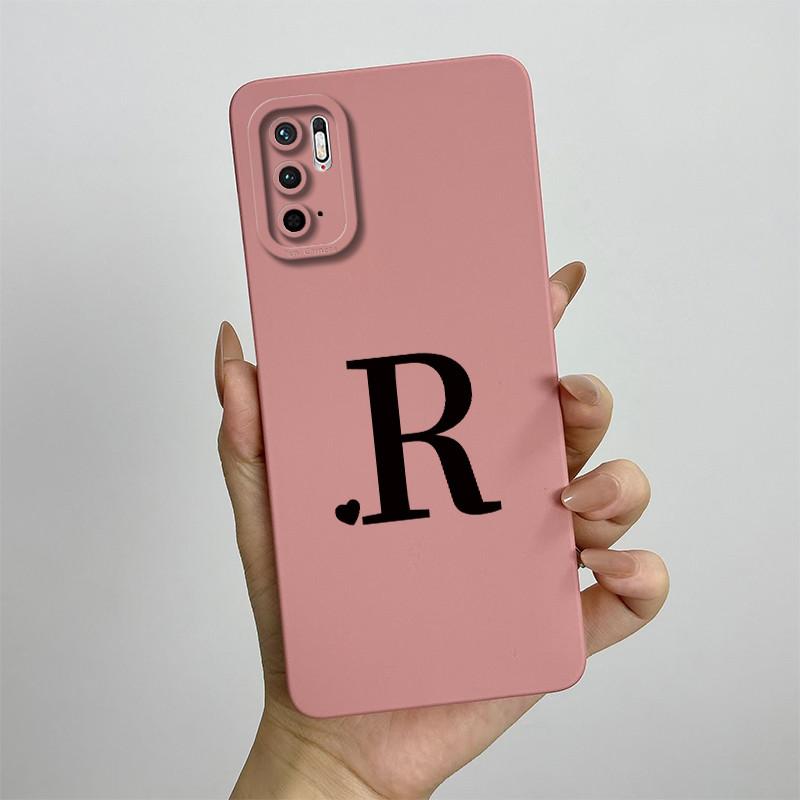 For Xiaomi Redmi Note 10 5G Case Redmi Note 10T 5G Cover M2103K19G Cute Initial Letters Square Phone Case Shockproof Back Cover
