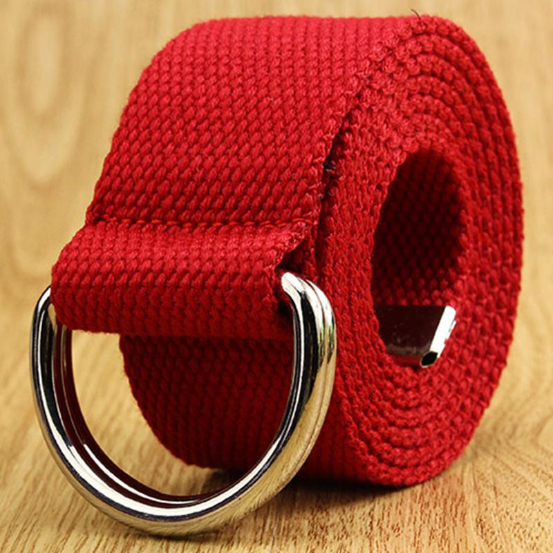 1Pc Nylon/Alloy Casual Solid Color Fashion Double D-ring Buckle Wide Belt Men/Women Jeans