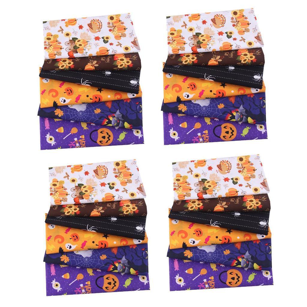 Halloween Cotton Fabrics Kit Crafting Quilting Handcrafted Soft Pumpkin Printed