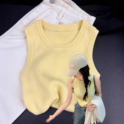 Regata de Tricô Feminina Sem Mangas de Seda de Gelo - Design Fino de Verão, Sozinha ou em Camadas, Esconde a Área das Axilas