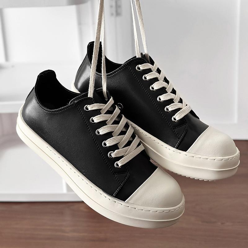 Fashion Luxury Men Thick Bottom Outdoor Sneakers Genuine Leather Antiskid Hiking Walking Shoes Brand High Quality Lace-Up Skate Shoe Men