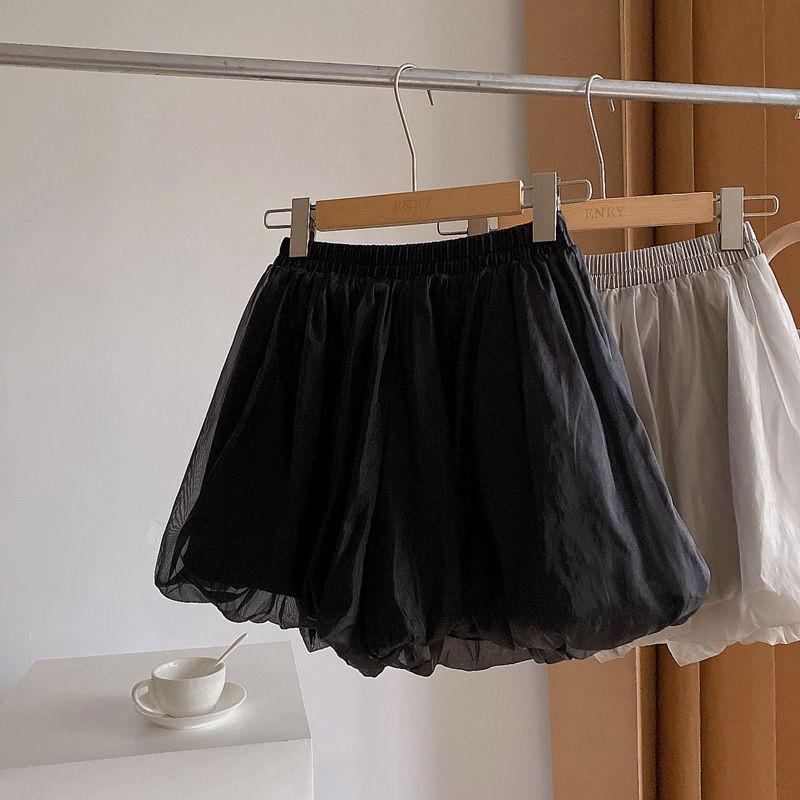 Summer High Waist 3D Floral Bubble A Line Wide Leg Shorts Loose Casual Chiffon Clothes
