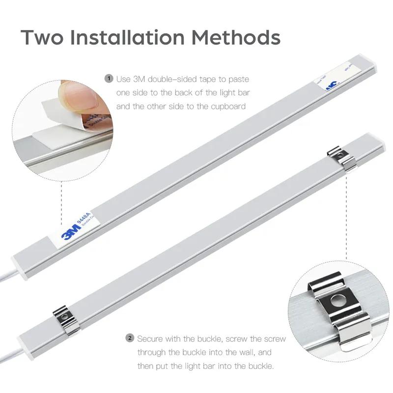 1-6PCS Set LED Cabinet Bar Lamps EU 220V Integrated Lighting With Dimmable Touch/Hand Sweep Sensor Switch 25mm Board Penetrable