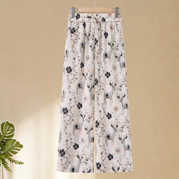 

Fashionable Women s Loose Wide-Leg Pants for Spring & Summer - Comfortable, Casual Mother s Wear 2XL