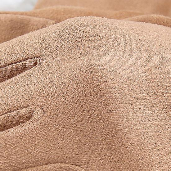1 Pair Winter Cycling Gloves for Women Men Solid Color Touch Screen Five Finger Gloves Plush Lining Skiing Gloves
