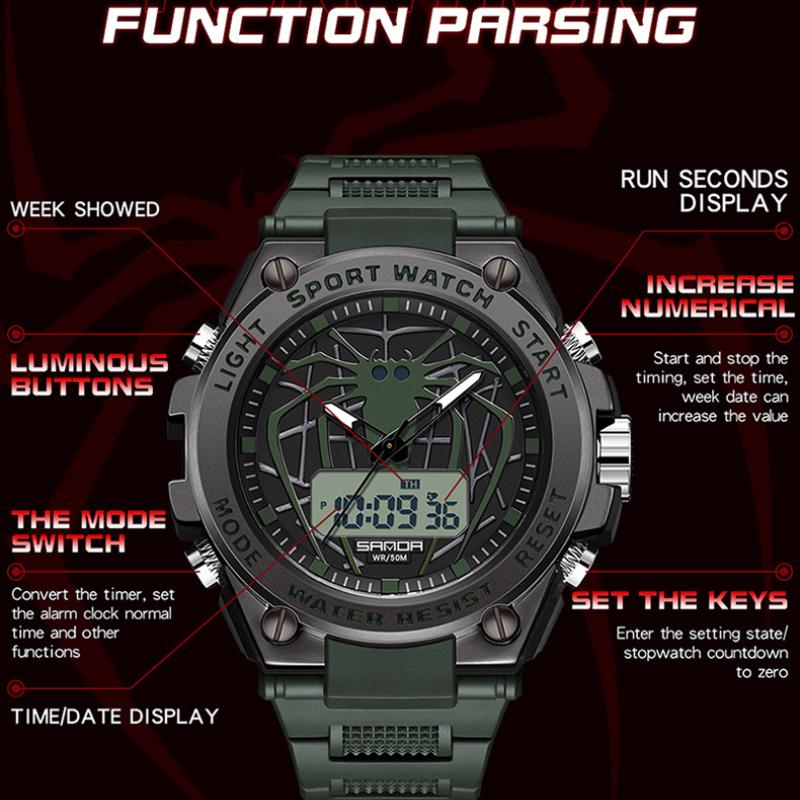 SANDA Business Fashion Trend Watch Luminous Waterproof Personalised Large Dial Watch