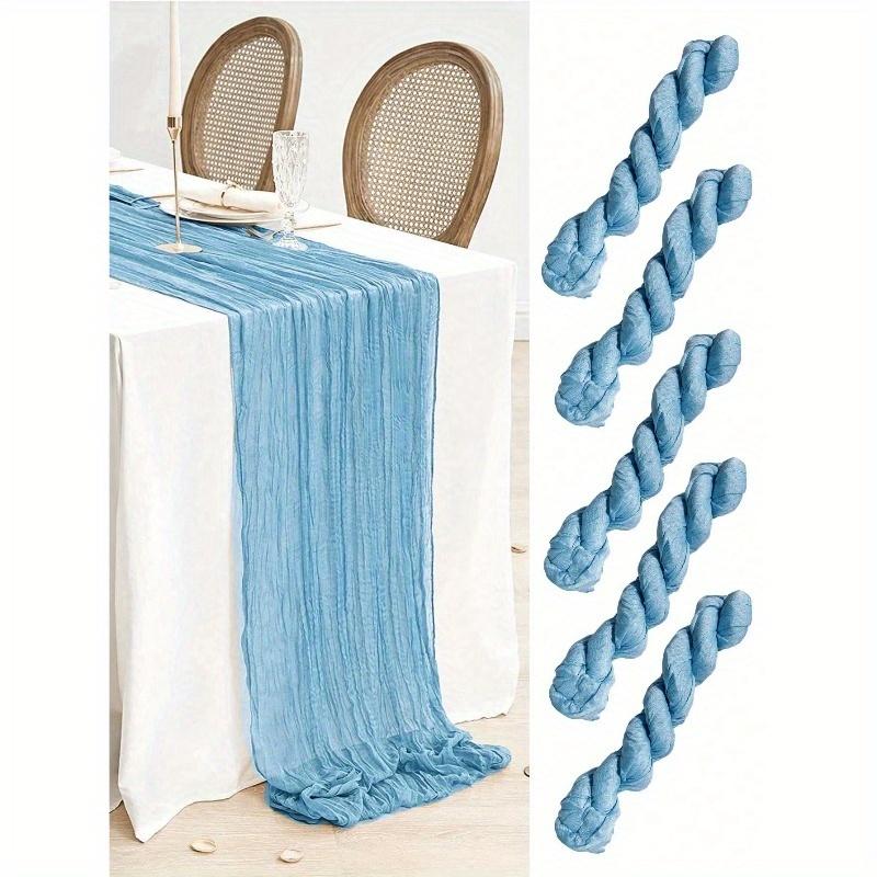 Light Blue Pleated Table Runner, Folding Tablecloth, Festive Birthday Decor Wedding Decor Holiday Home Decor Party Room Table Decoration