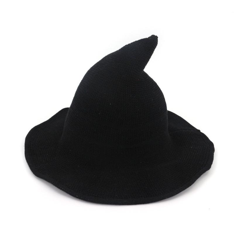 Hats: Witch hats, pointed tops, large brim hats, cotton yarn knitted wizard hats, top hats, foldable bowl hats, bucket hats