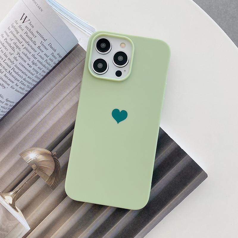 Matte Candy Color Love Heart Soft TPU Case For iPhone 14 13 12 11 Pro Xs Max 8 7 Plus X Xr SE Frosted Back Cover Silicone Shell