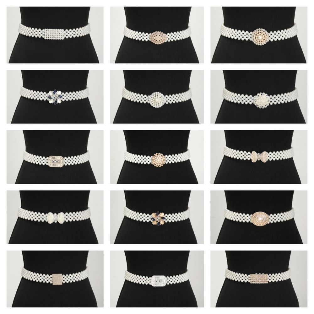 Široký elastický pas Bling dámský pásek Sweet Pearl pasový pásek sukně dekorativní