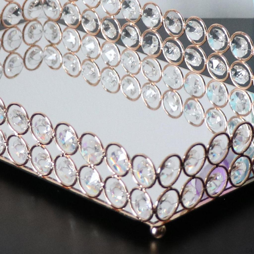 Decorative Makeup Vanity Trays Crystal Mirrored Trinket Ornate Perfume Plate for Dresser - 3