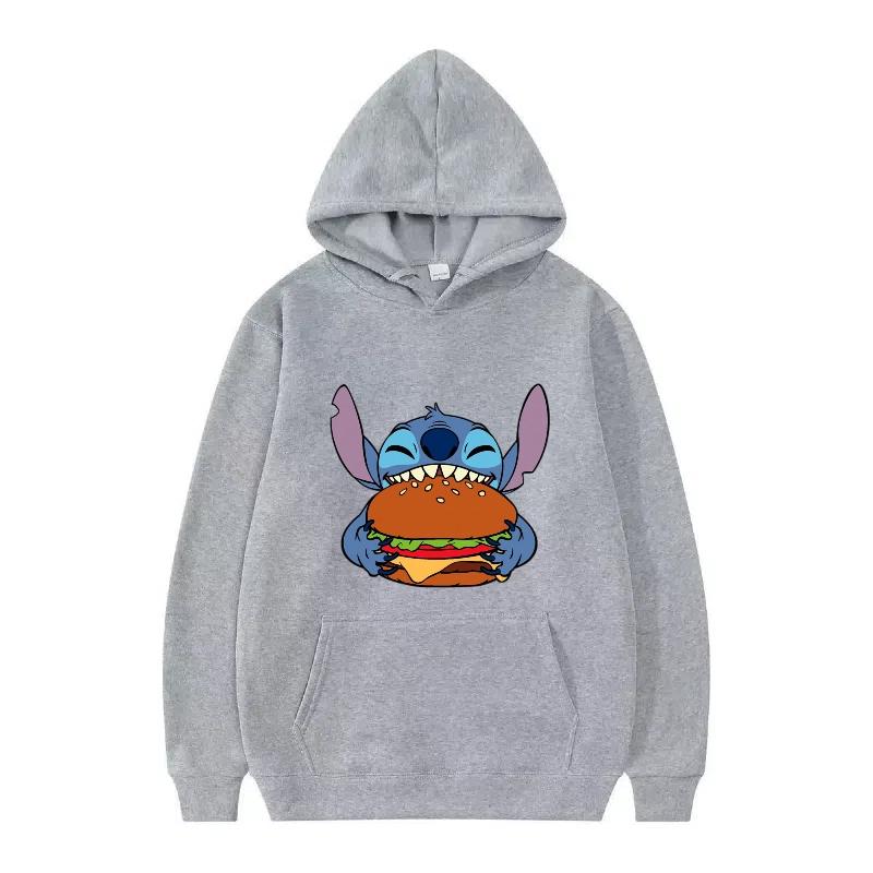 Disney Stitch Pattern Women Hoodies Fashion Sporty Y2k Loose Grey Tops Clothing Pullovers Ladies Cheap Hoodies Sweatshirts