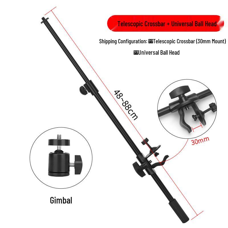 Telescopic Desktop Floor Stand with Adjustable Microphone & Phone Clip for Live Streaming