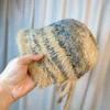 Autumn and Winter Contrasting Colors After Split Bow Basin Hat Women's Knitted Hat Bucket Hat