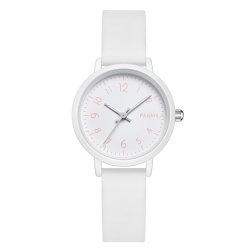 

Analog wristwatch with silicone strap for men and women, a great Mother s Day gift (white)