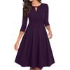 Abiti Casual da Festa Vintage da Donna a Manica 3/4 Svasati Linea ad A Swing
