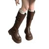 Hot Selling 2025 Vintage Women Knee High Boots Fashion Slip on Ladies Thick Heel Long Knight Booties Autumn Winter Women's Shoes