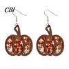 Hypoallergenic Earrings for Sensitive Ears 1 Pair Fall Thanksgiving Pumpkin Women, Wooden Festive Shaped Dangle Drop Earrings, Autumn Halloween