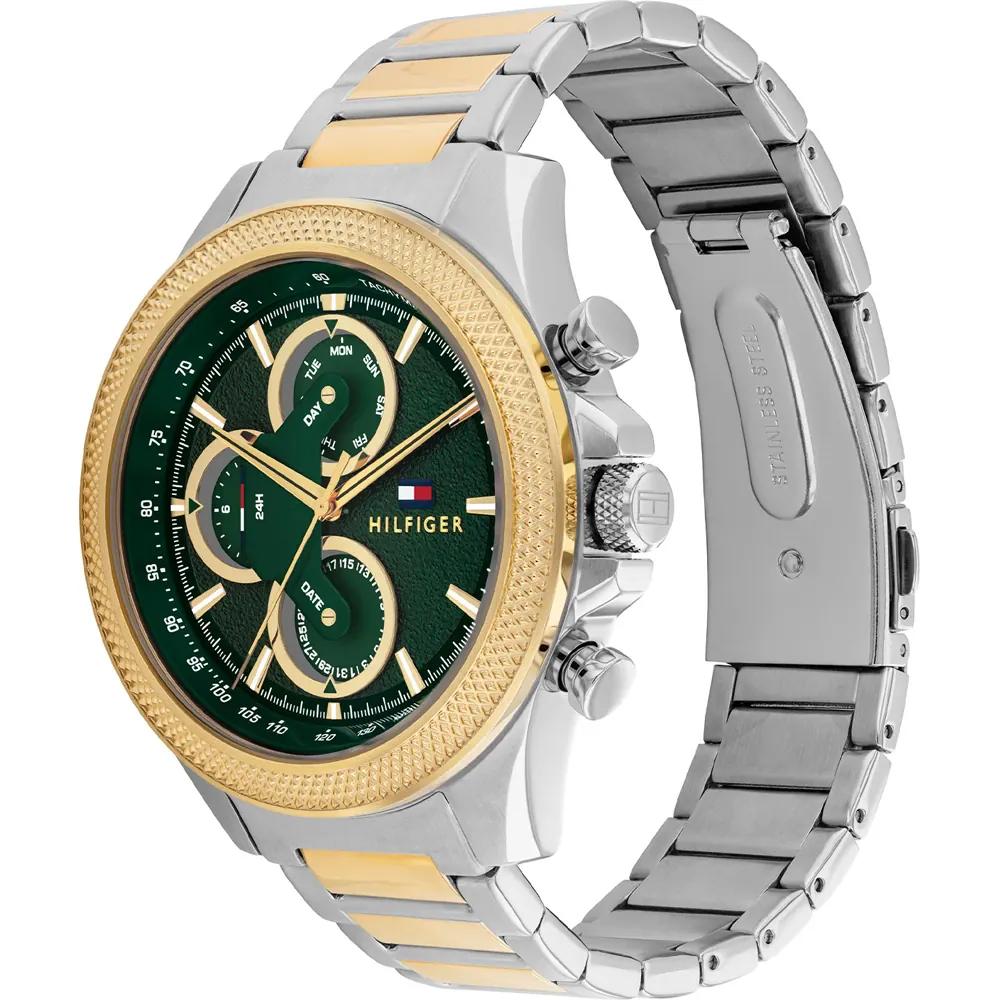 Tommy Hilfiger Herren-Chronograph Grüne Lünette Zweifarbige Armbanduhr 1792079